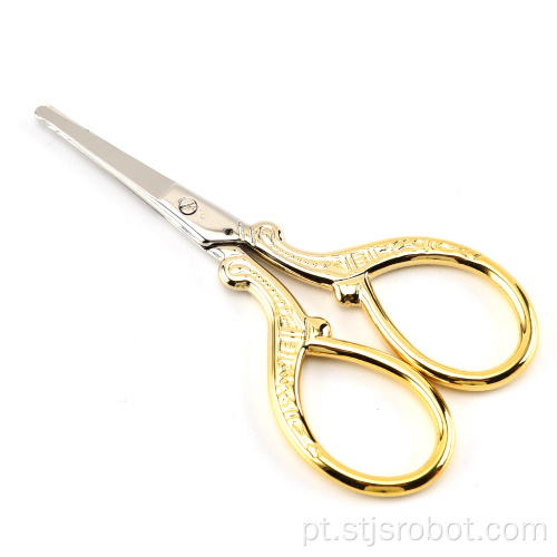 Tesoura de cabeleireiro em aço inoxidável tesoura sobrancelha tesoura de cabelo nariz dourado
